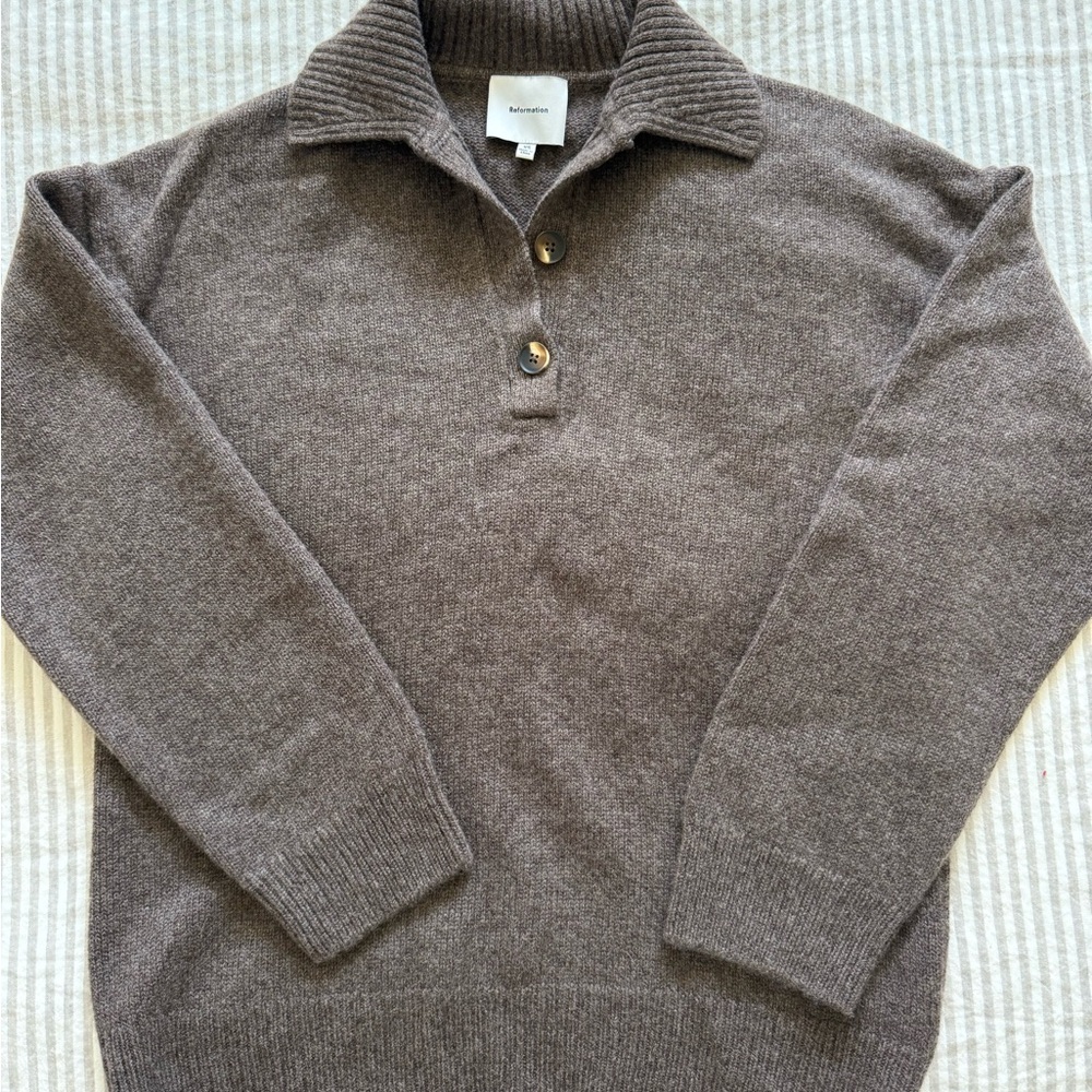 Reformation Button Collar Cashmere Sweater CS